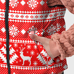 Детский жилет Новый год ели и олени на красном фоне, цвет: 3D-светло-серый — фото 2