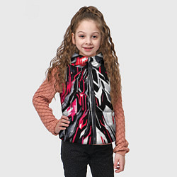 Детский жилет Красно-белая абстракция на чёрном фоне, цвет: 3D-светло-серый — фото 2