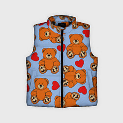 Детский жилет Мишки и сердца на голубом фоне