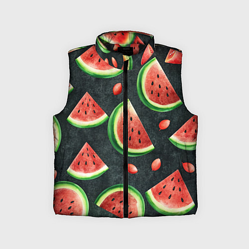 Детский жилет Паттерн красные дольки арбуза / 3D-Черный – фото 1