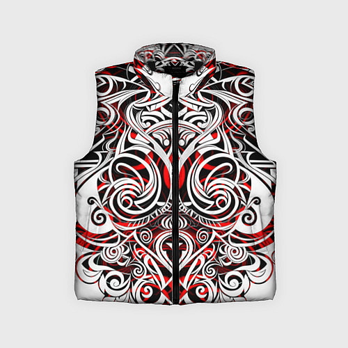 Детский жилет Чёрно красные трайбл узоры / 3D-Черный – фото 1