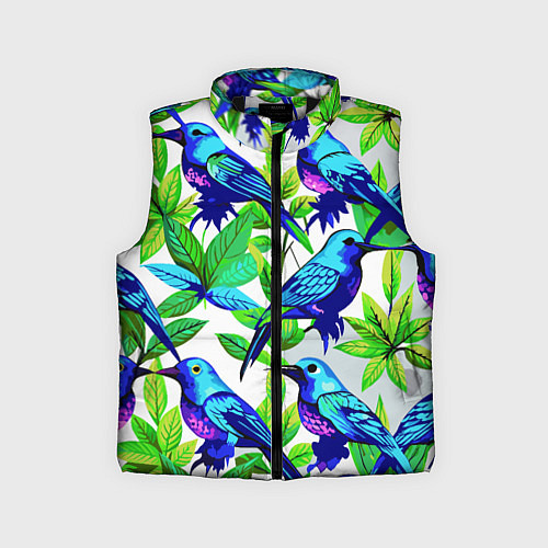Детский жилет Паттерн маленькое синее колибри / 3D-Черный – фото 1