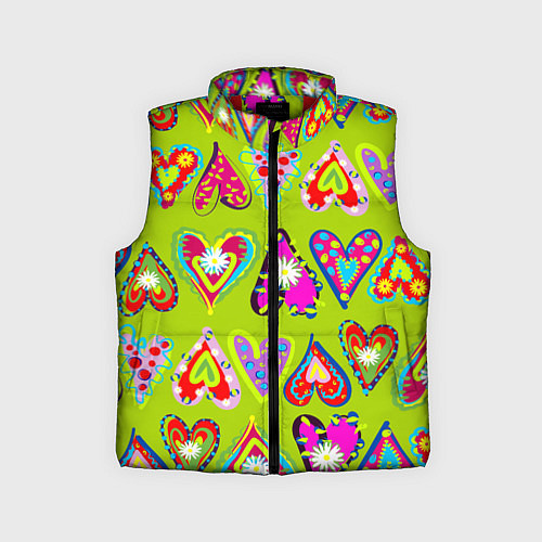 Детский жилет Разноцветные сердца в мексиканском стиле / 3D-Красный – фото 1