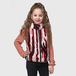 Детский жилет Красные неоновые полосы на чёрном фоне, цвет: 3D-светло-серый — фото 2