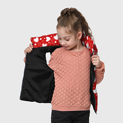 Детский жилет Белые сердечки на красном фоне, цвет: 3D-черный — фото 2