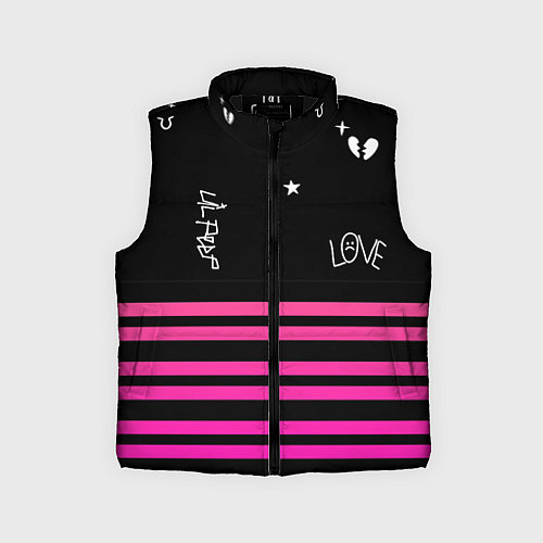Детский жилет Lil Peep розовые полосы / 3D-Черный – фото 1