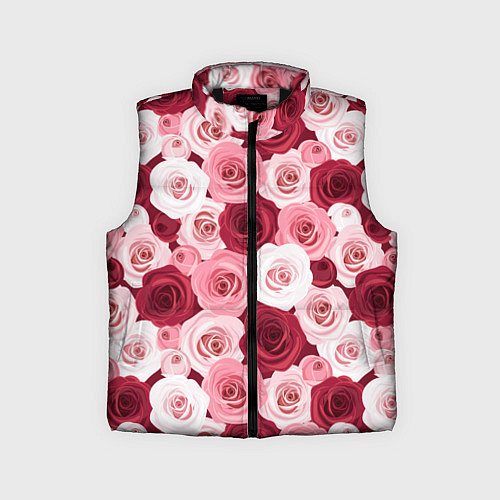 Детский жилет Красные и розовые розы / 3D-Черный – фото 1