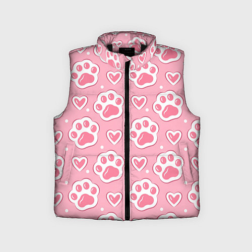 Детский жилет Кошачьи лапки и сердечки / 3D-Черный – фото 1
