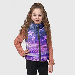 Детский жилет Абстрактные звезды в фиолетовых искрах, цвет: 3D-красный — фото 2