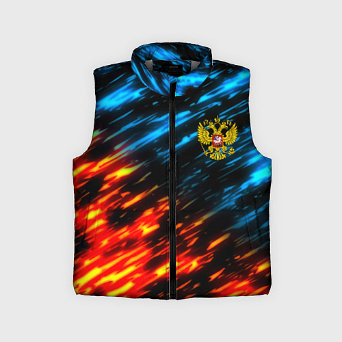 Детский жилет Герб России огненный стиль / 3D-Светло-серый – фото 1