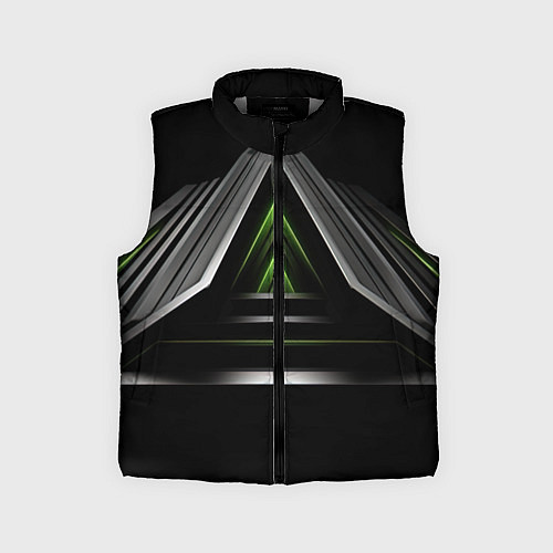 Детский жилет Black green abstract nvidia style / 3D-Светло-серый – фото 1