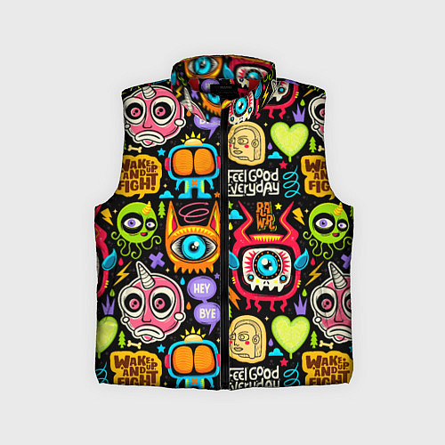 Детский жилет Feel good every day motivation monsters pattern / 3D-Красный – фото 1