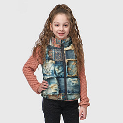 Детский жилет Деним пэчворк-ржавчина, цвет: 3D-красный — фото 2