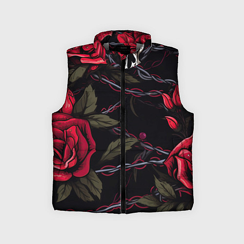 Детский жилет Череп и красные розы / 3D-Светло-серый – фото 1