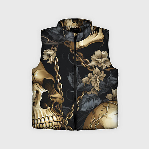 Детский жилет Золотые черепа с цепями / 3D-Черный – фото 1