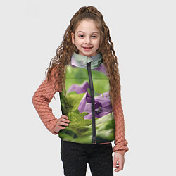Детский жилет Геометрический пейзаж фиолетовый и зеленый, цвет: 3D-черный — фото 2