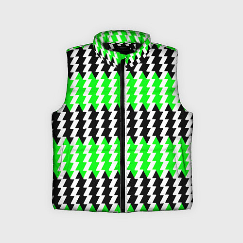 Детский жилет Вертикальные чёрно-зелёные полосы / 3D-Черный – фото 1