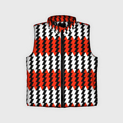 Детский жилет Вертикальные красно-белые полосы, цвет: 3D-черный