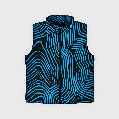Детский жилет Синие линии узор / 3D-Черный – фото 1
