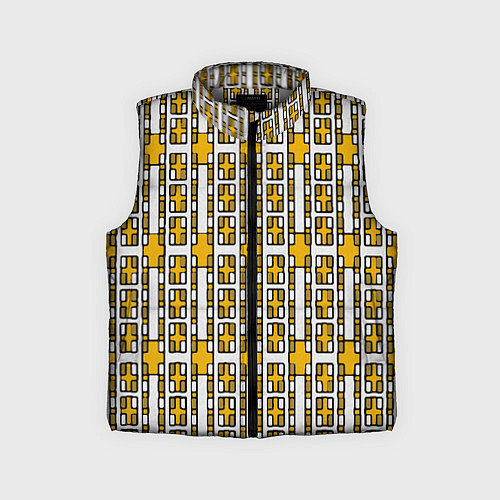 Детский жилет Жёлтые и белые кирпичики на белом фоне / 3D-Светло-серый – фото 1