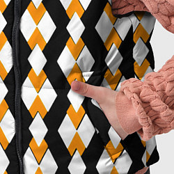 Детский жилет Жёлтые и белые ромбы на чёрном фоне, цвет: 3D-черный — фото 2