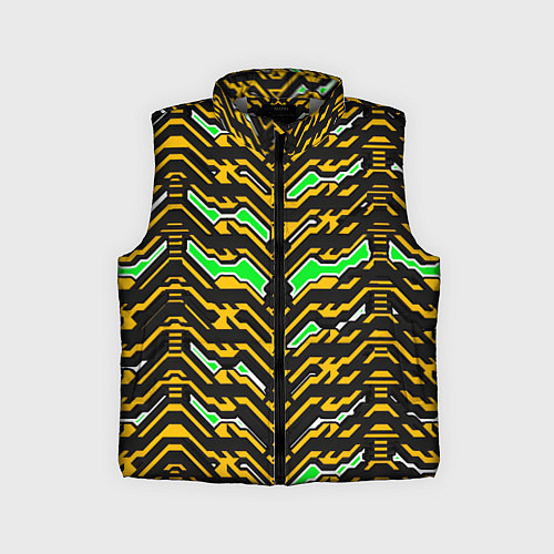 Детский жилет Агрессивный чёрно-жёлтый паттерн / 3D-Светло-серый – фото 1