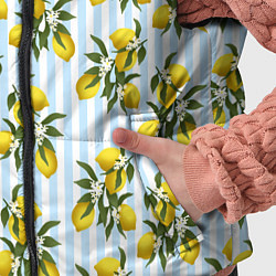 Детский жилет Ветка летних лимонов - голубые полосы, цвет: 3D-светло-серый — фото 2