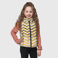 Детский жилет Чёрные и жёлтые полосы на белом фоне, цвет: 3D-красный — фото 2
