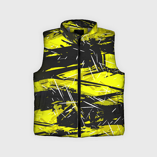 Детский жилет Yellow geometry - спортивный узор / 3D-Светло-серый – фото 1