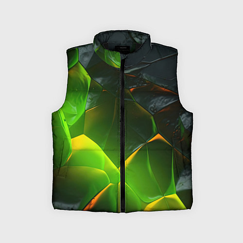 Детский жилет Зеленая абстрактная неоновая текстура / 3D-Черный – фото 1