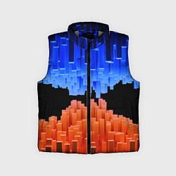 Детский жилет Стягивающиеся в центре синие и оранжевые блоки, цвет: 3D-светло-серый