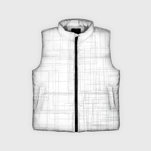 Детский жилет Паттерн абстракция хаотичная клетка - crazy square / 3D-Светло-серый – фото 1