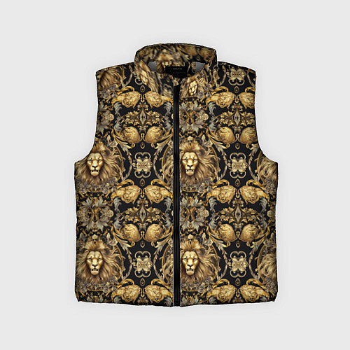Детский жилет Головы львов золотой паттерн / 3D-Светло-серый – фото 1