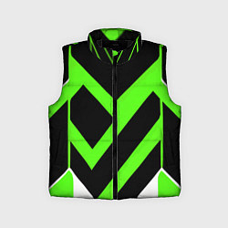 Детский жилет Зелёно-белые полосы и чёрный фон, цвет: 3D-черный