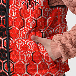 Детский жилет Техно-киберпанк шестиугольники красный и чёрный с, цвет: 3D-светло-серый — фото 2