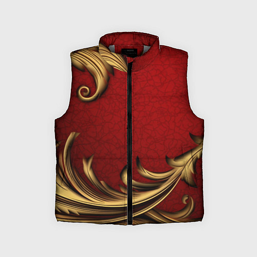 Детский жилет Классический золотой узор на красном бархате / 3D-Светло-серый – фото 1
