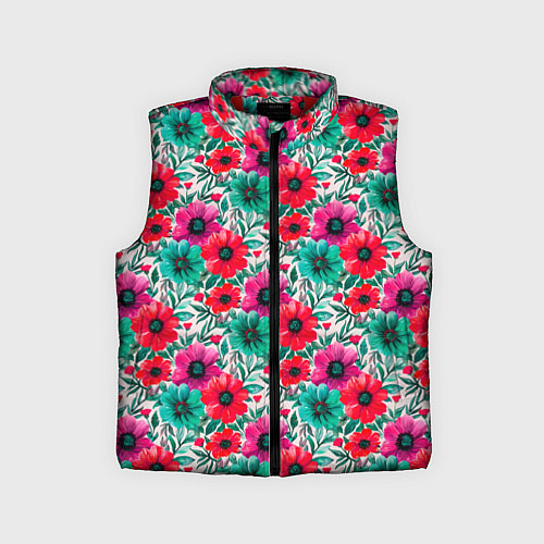 Детский жилет Анемоны цветы яркий принт / 3D-Красный – фото 1