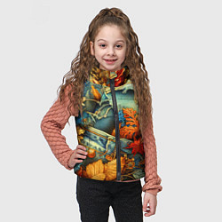 Детский жилет Композиция из цветов и рваной джинсы - нейросеть, цвет: 3D-черный — фото 2