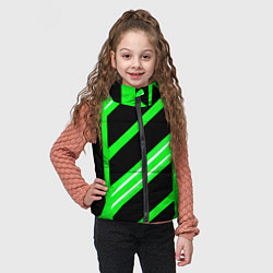 Детский жилет Чёрно-белые полосы на зелёном фоне, цвет: 3D-черный — фото 2