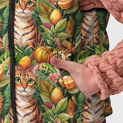 Детский жилет Бенгальский котик в тропических листьях, цвет: 3D-светло-серый — фото 2