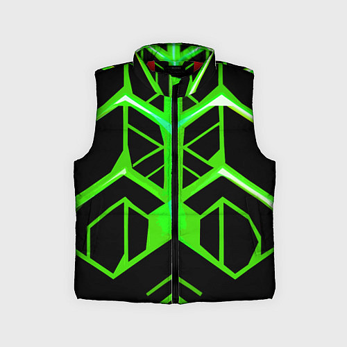Детский жилет Green lines on a black background / 3D-Красный – фото 1
