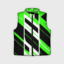 Детский жилет Black and green stripes on a white background