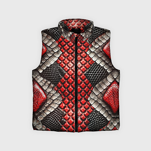 Детский жилет Змеиная объемная текстурная красная шкура / 3D-Черный – фото 1