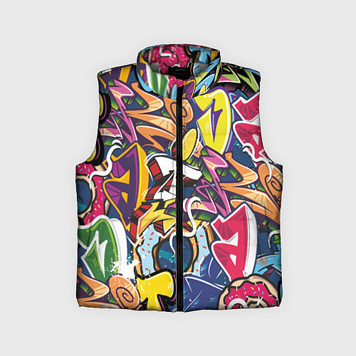 Детский жилет Буква т в граффити / 3D-Светло-серый – фото 1