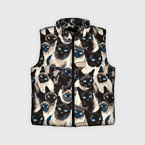 Детский жилет Сиамские кошки / 3D-Светло-серый – фото 1