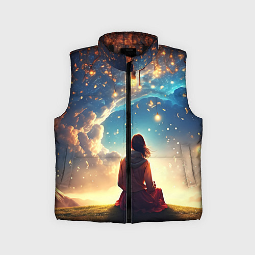 Детский жилет Небесный пейзаж - сюрреализм / 3D-Черный – фото 1