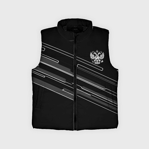 Детский жилет Герб РФ полосы геометрия / 3D-Черный – фото 1