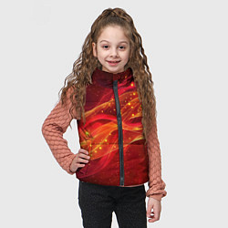 Детский жилет Красные и оранжевые линии с золотым блеском, цвет: 3D-светло-серый — фото 2