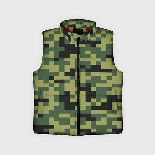 Детский жилет Камуфляжный стиль текстура пикселя / 3D-Красный – фото 1