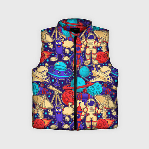 Детский жилет Космические мультяшные персонажи / 3D-Красный – фото 1